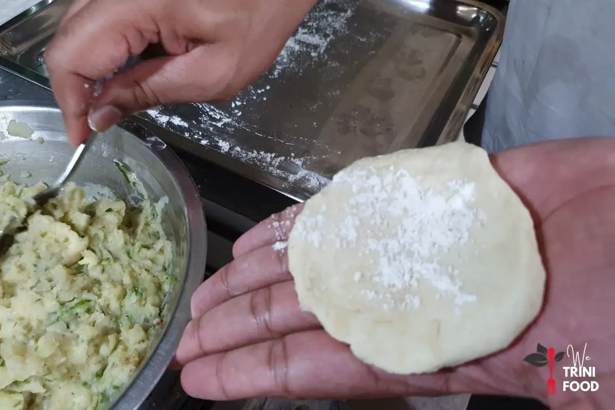 flatten dough before adding filling