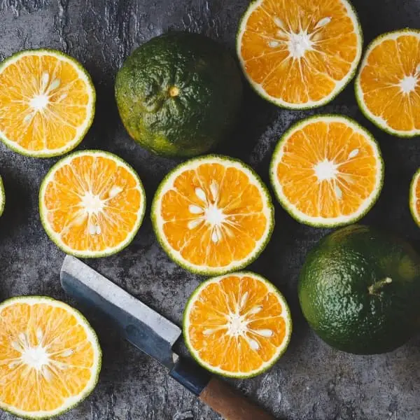 orange and cut fruit