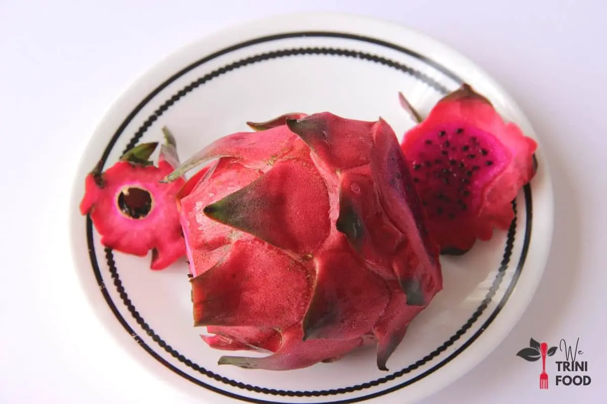 cut off the ends of the dragon fruit