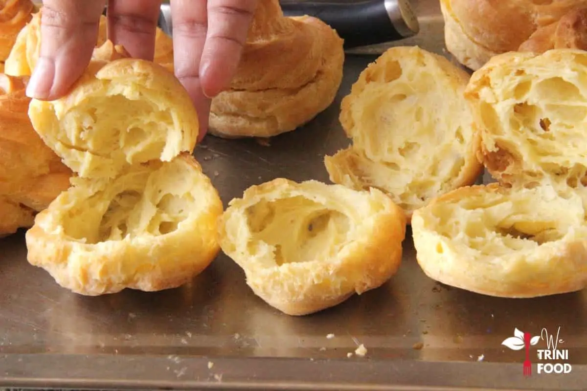 cut choux pastry in half