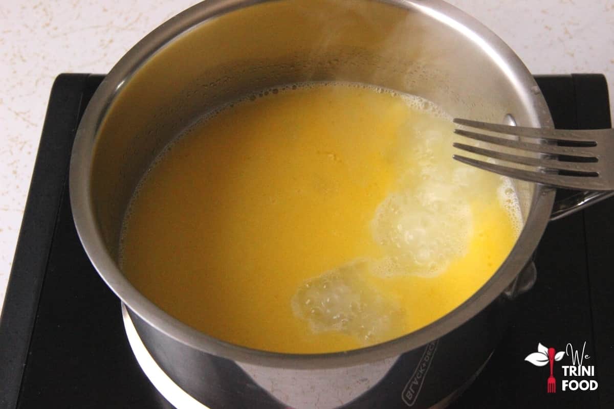 melt butter and water for choux pastry