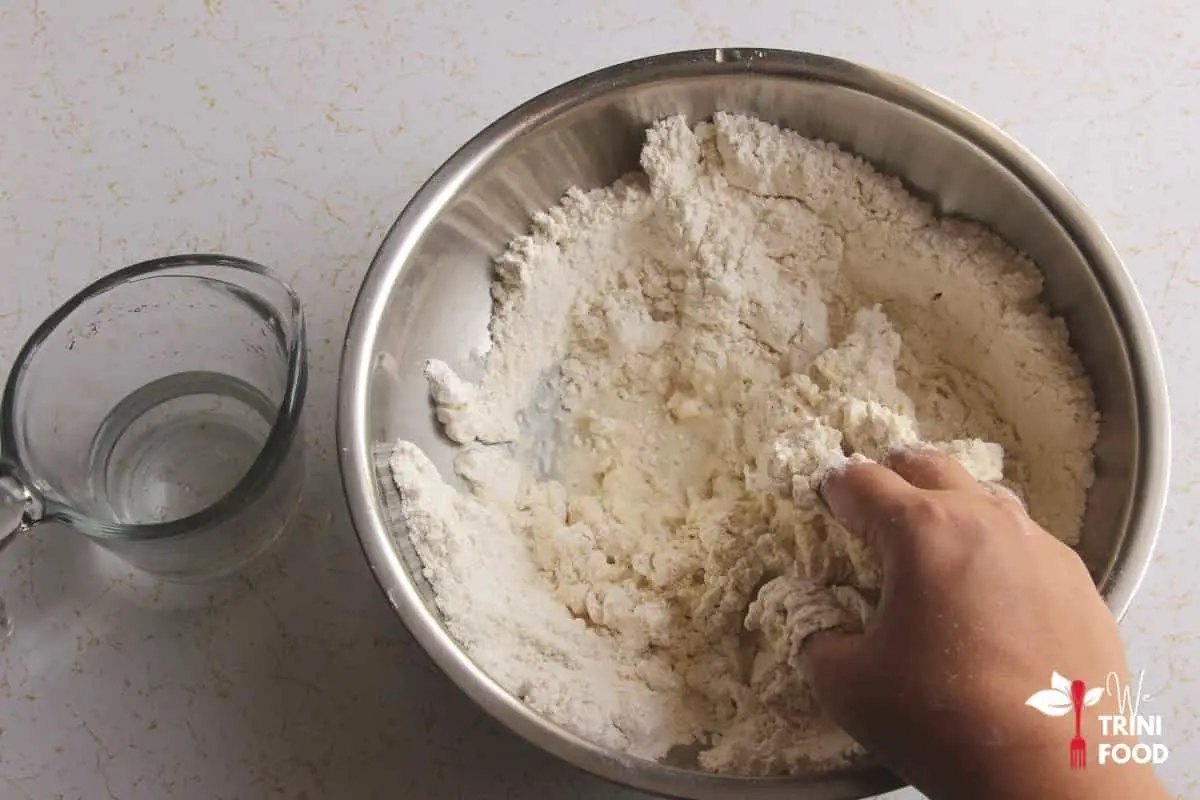 mix dry ingredients and water for roti