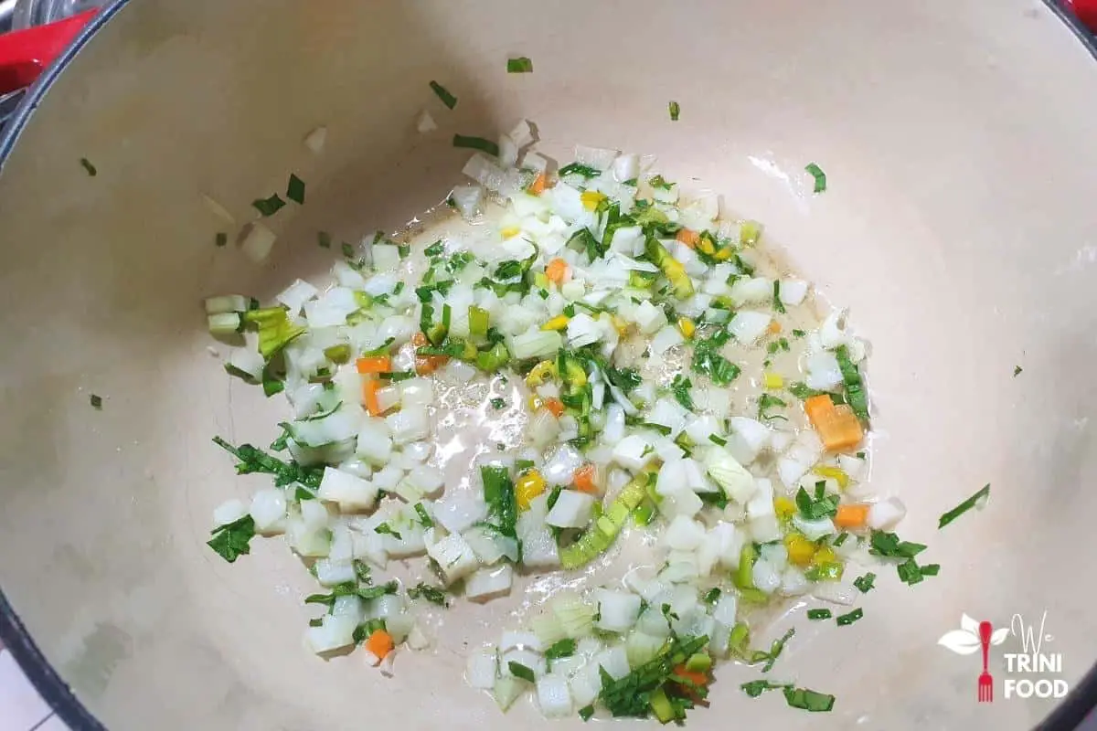 saute aromatics for trini fried rice