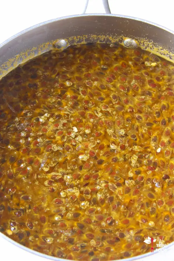soaked passion fruit pulp in syrup