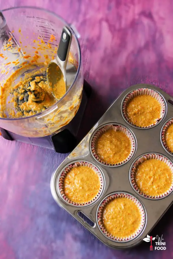 fill carrot oat muffin cups