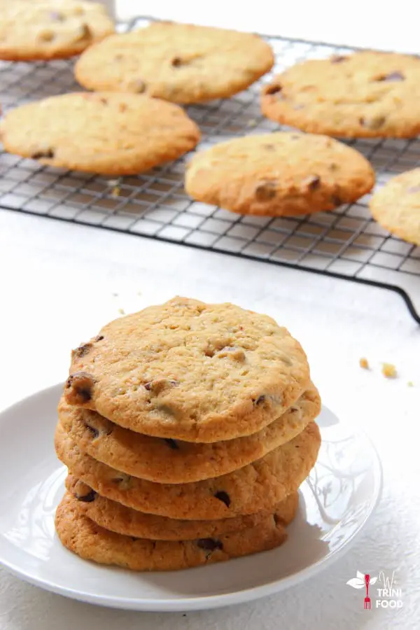 stack of sour cream chocolate chip cookies