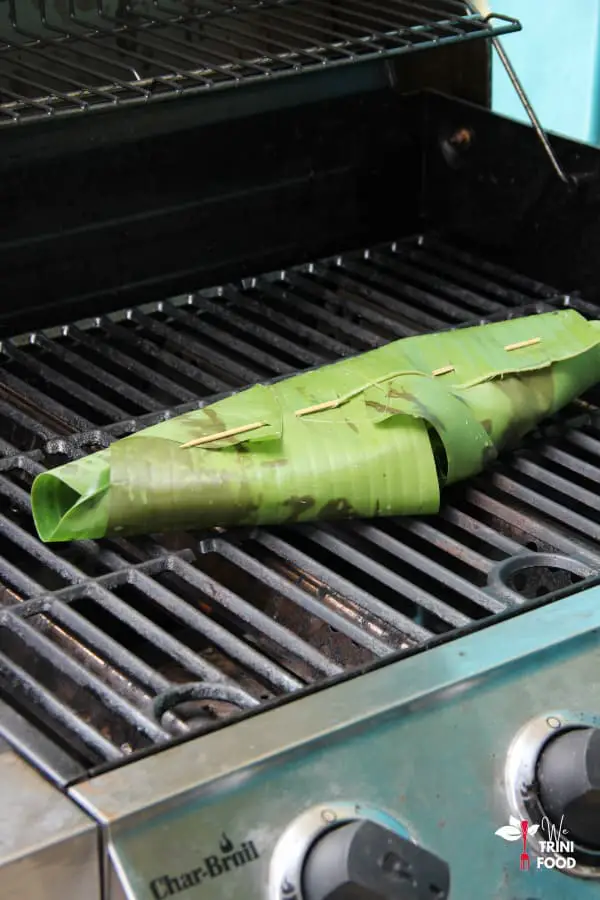 wrapped red snapper on grill