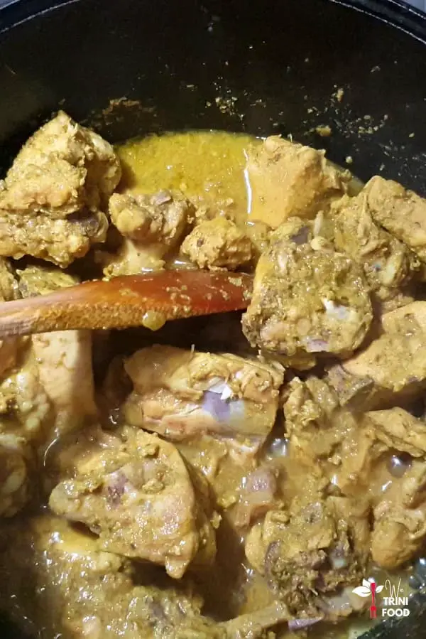 add water to cooked curry chicken