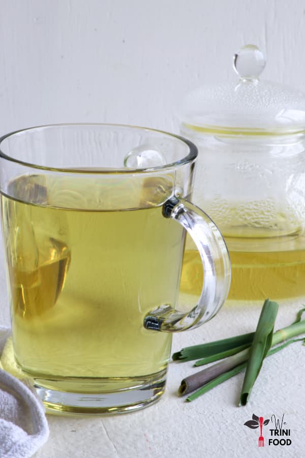 lemongrass tea in cup and teapot