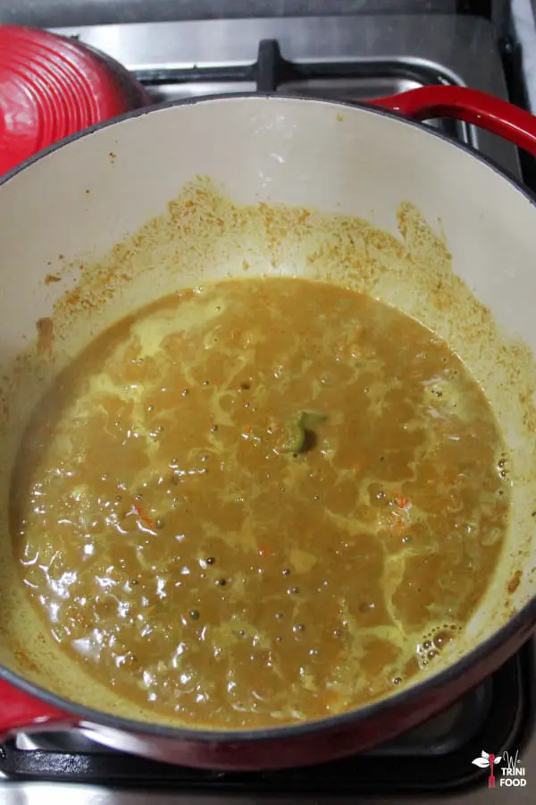 add water to patched curry and aromatics