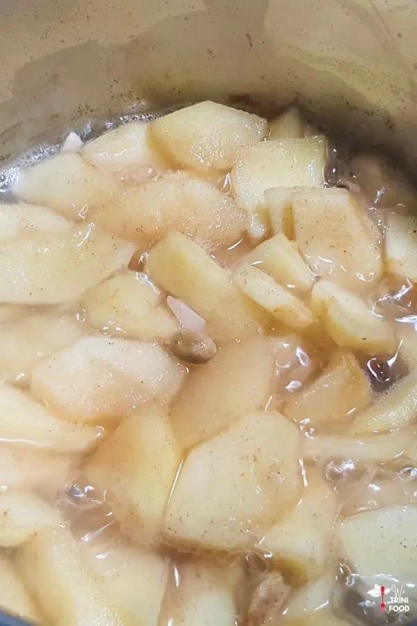 cooked stewed apples on stove