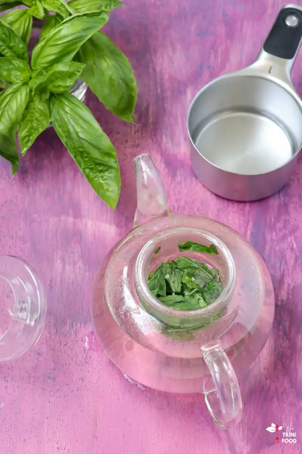 add boiling water to basil