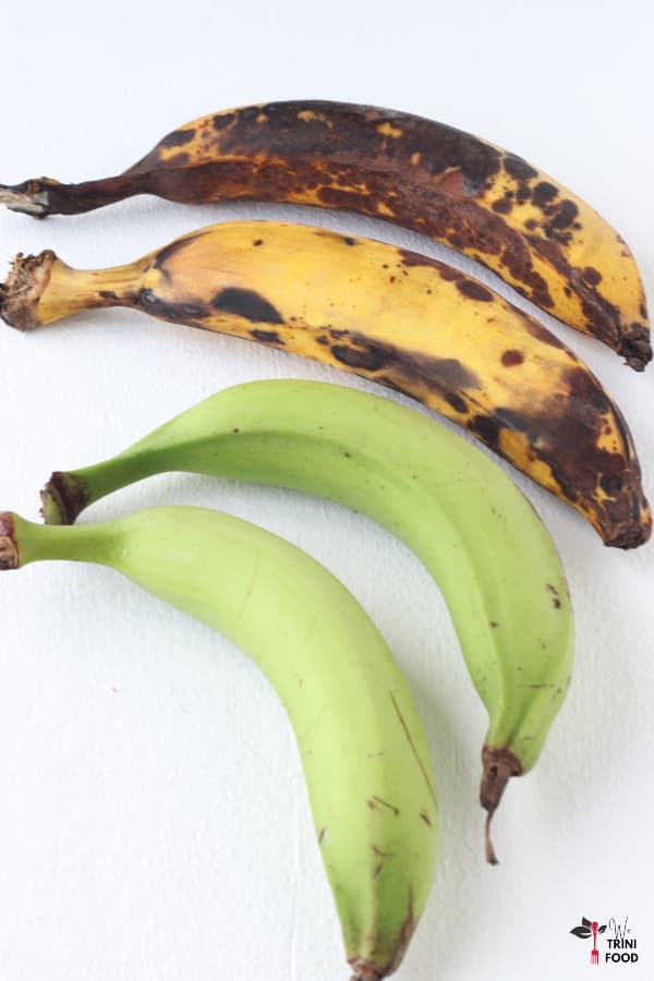 plantain at different stages of ripeness