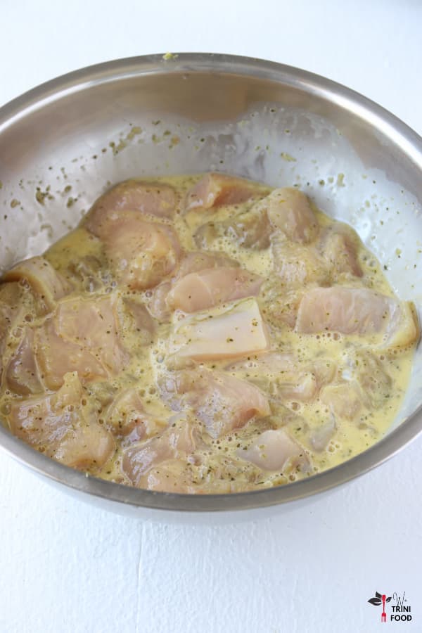 raw chicken with eggs and corn starch