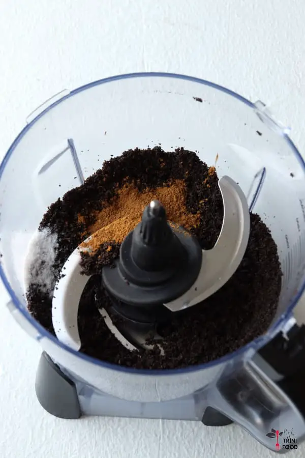 add coffee, salt to ground Oreos