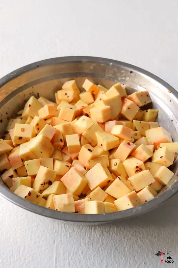 seasoned sweet potato cubes