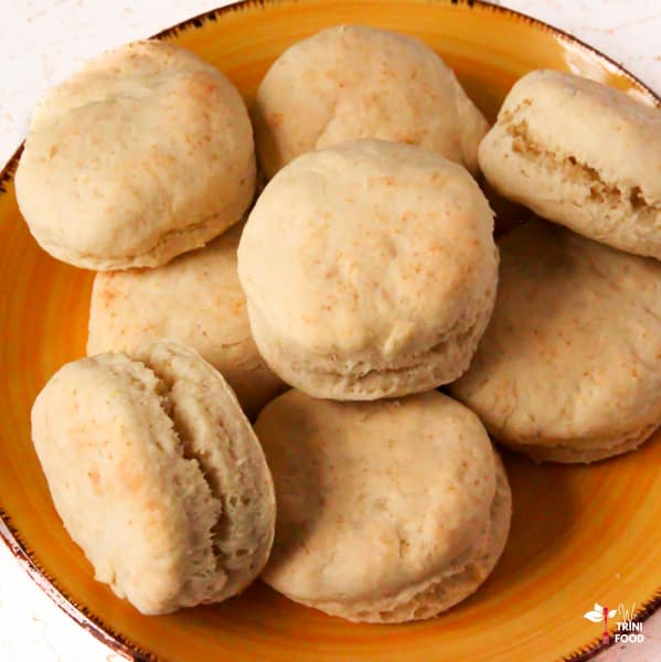 baking powder biscuits on yellow plate