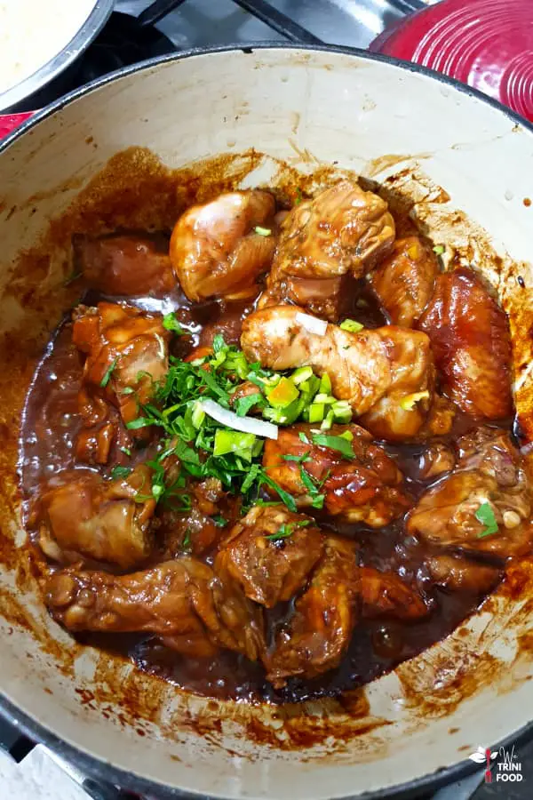 chicken in browning sauce with seasoning