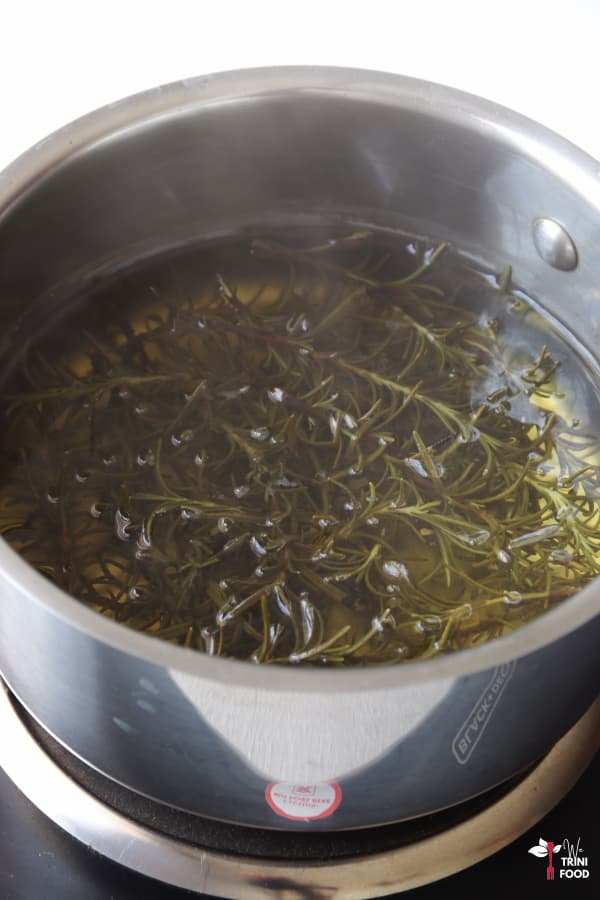 steeping rosemary branches