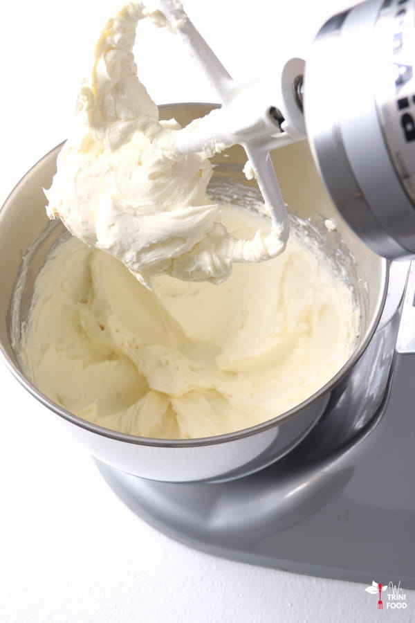 creamed cream cheese in mixer