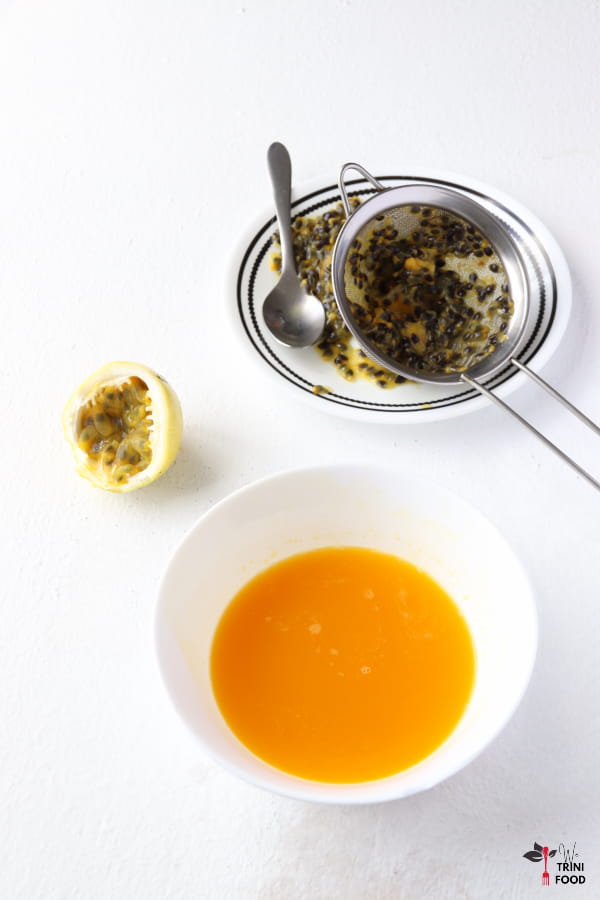 extract passion fruit puree for cake