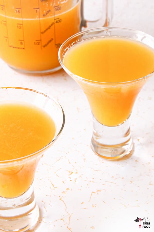 passion fruit juice in glasses and jug