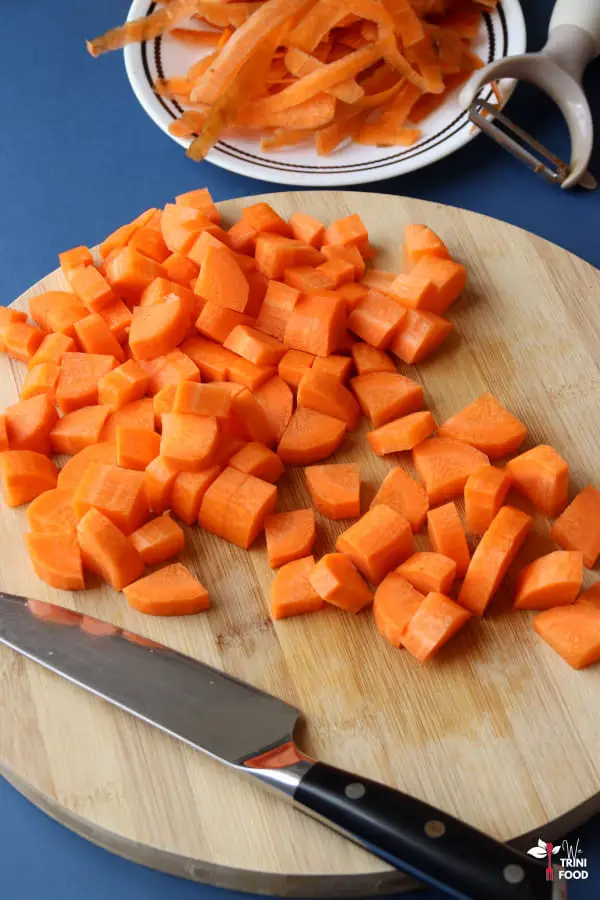 peel and cut carrots into chunks