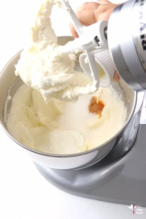 yogurt, vanilla and sugar added to cream cheese