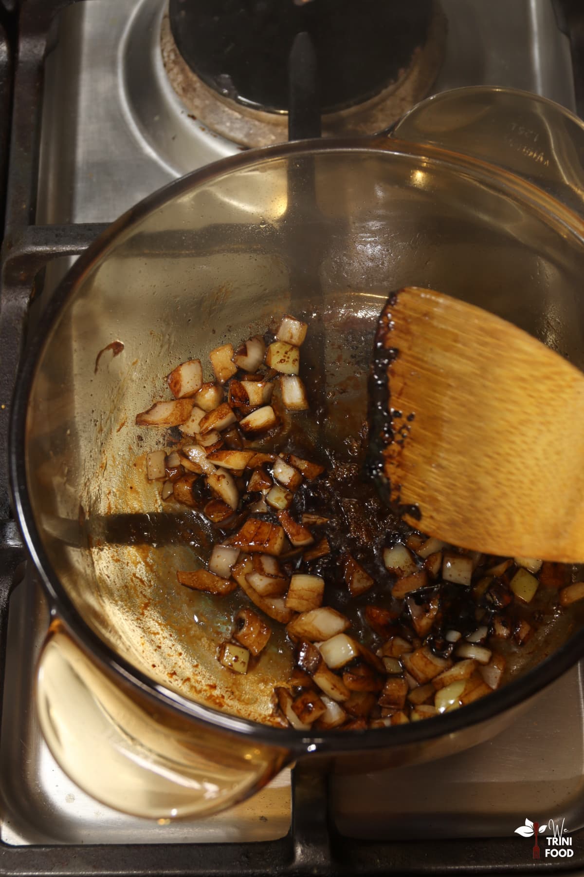 add aromatics to stop browning from burning while making Trinidad stewed red beans