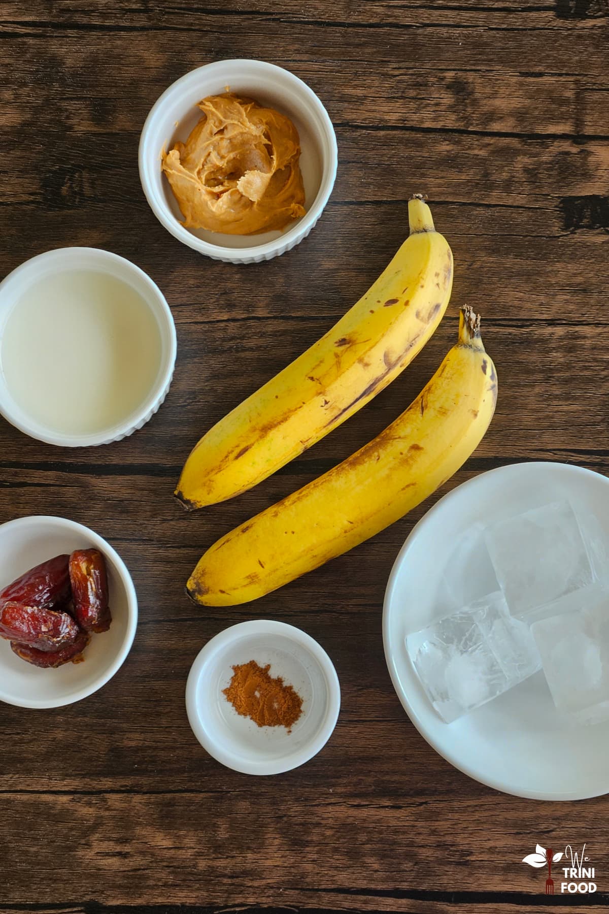 ingredients for banana peanut butter smoothie
