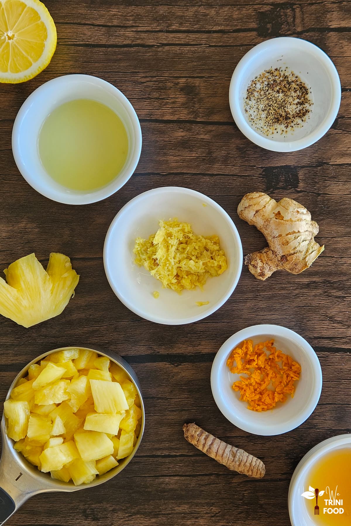 ingredients for pineapple turmeric ginger shots