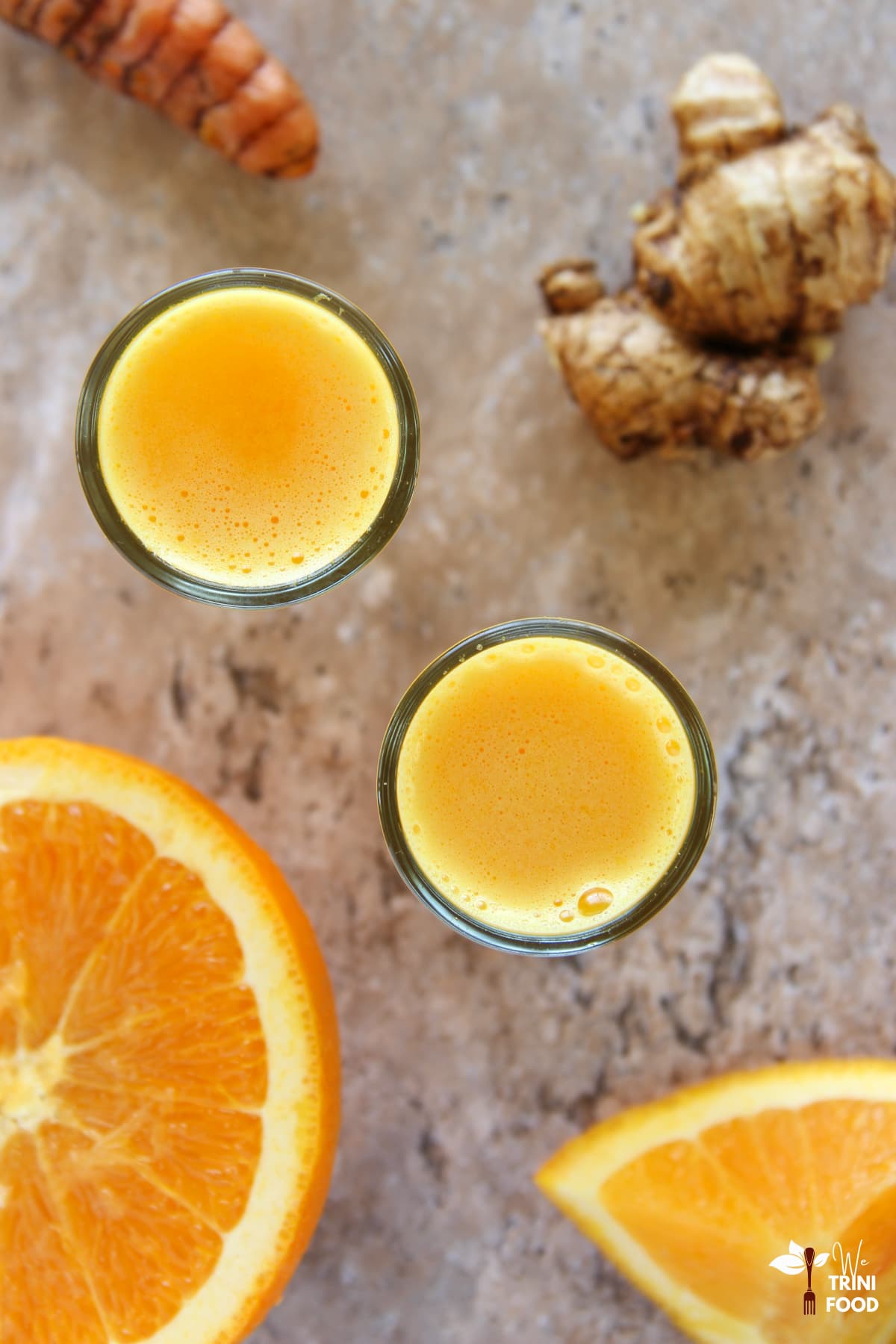 orange turmeric shots from the top