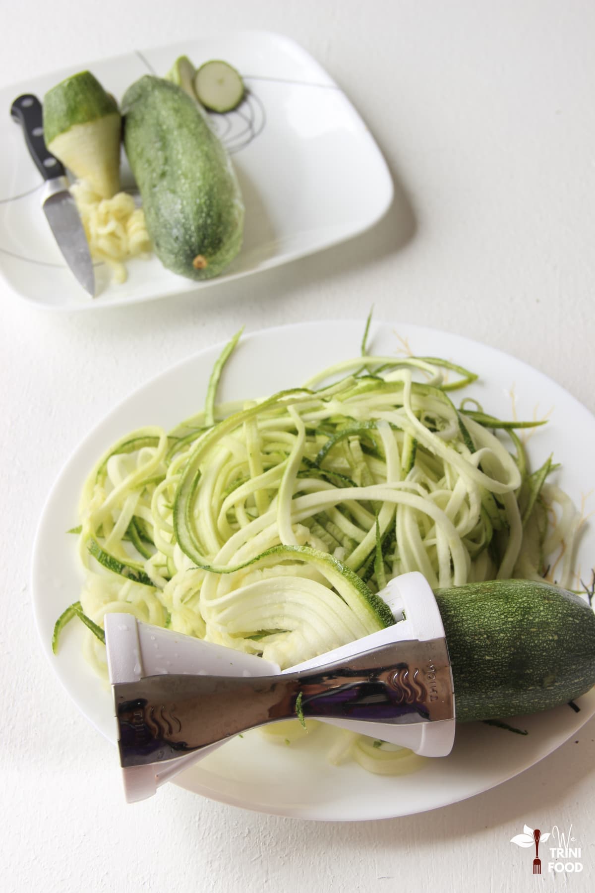 making zucchini noodles with a spiralizer