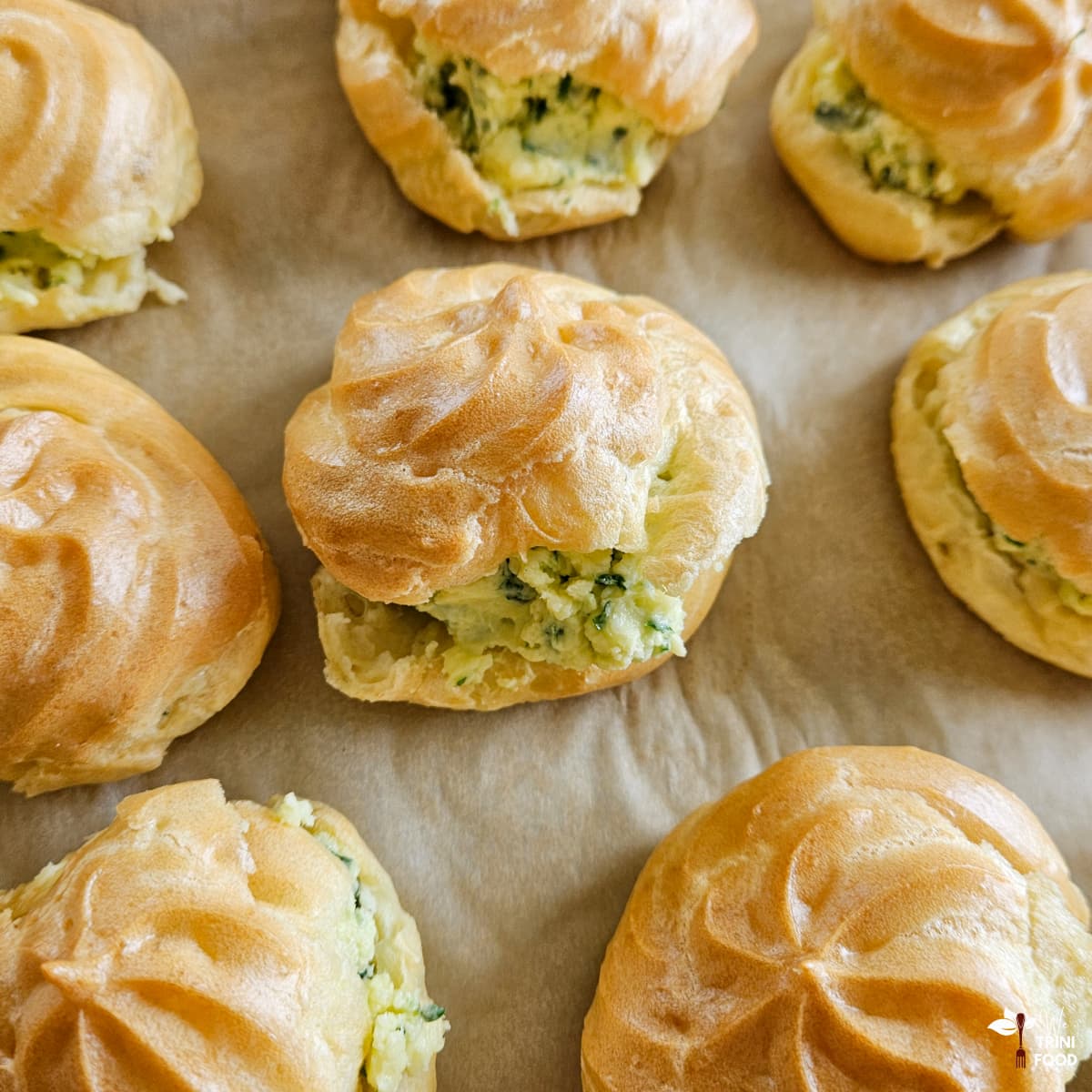baked trini style cheese puffs with cheese filling inside