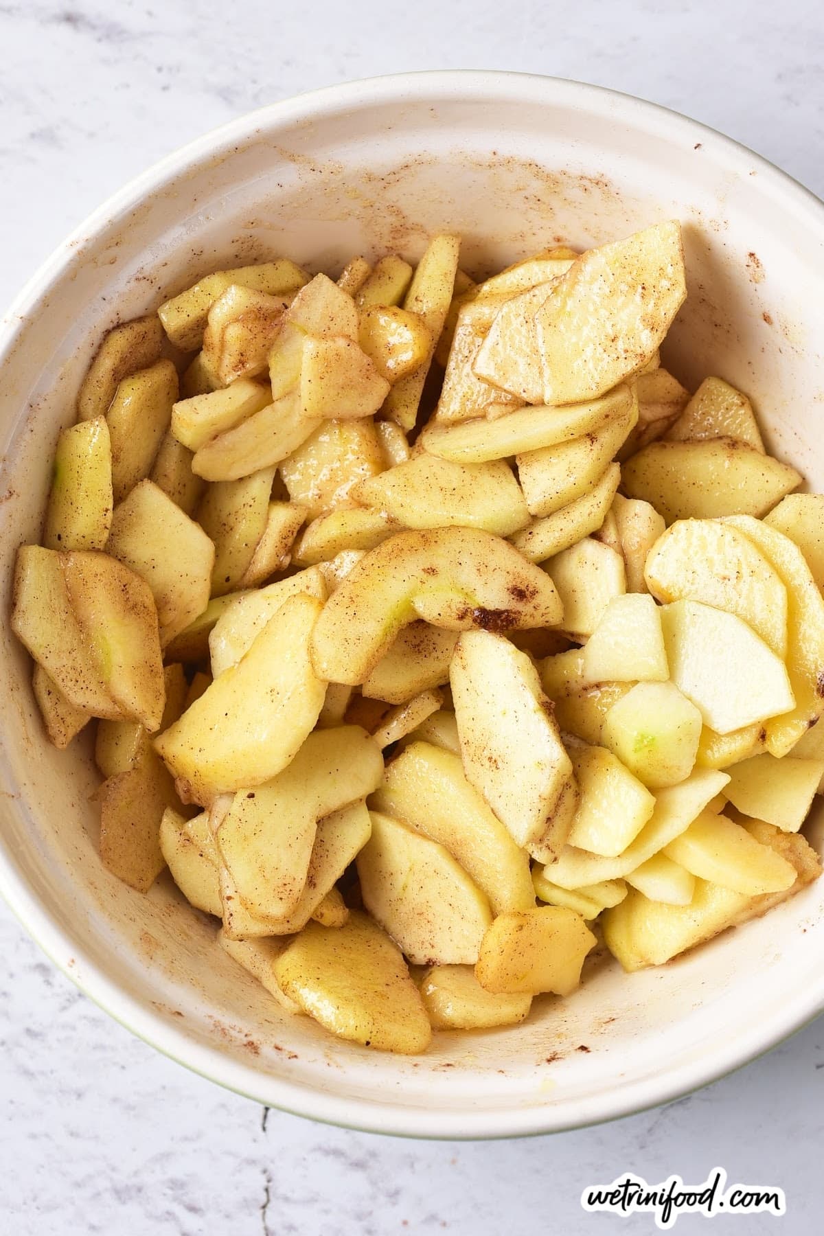 mixed apple pieces before baking