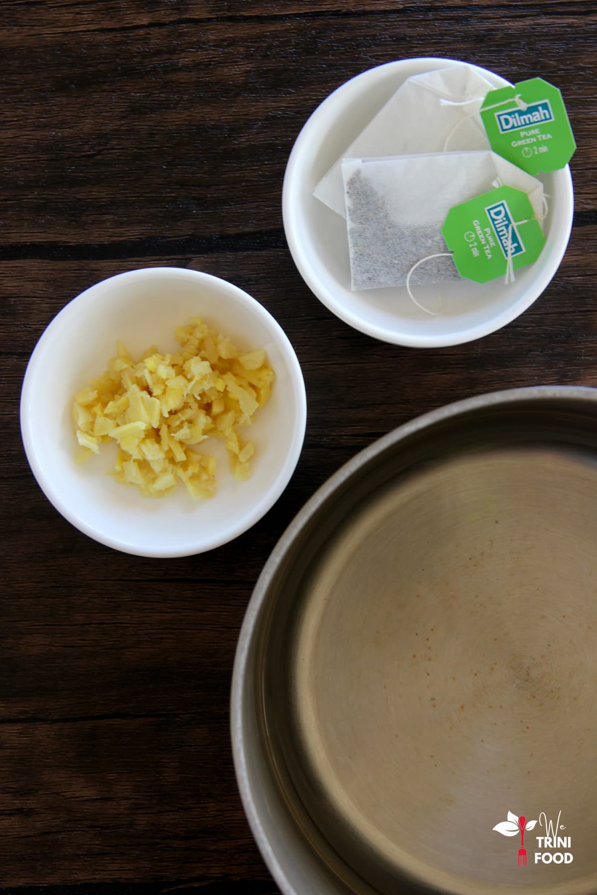 ingredients for making ginger green tea