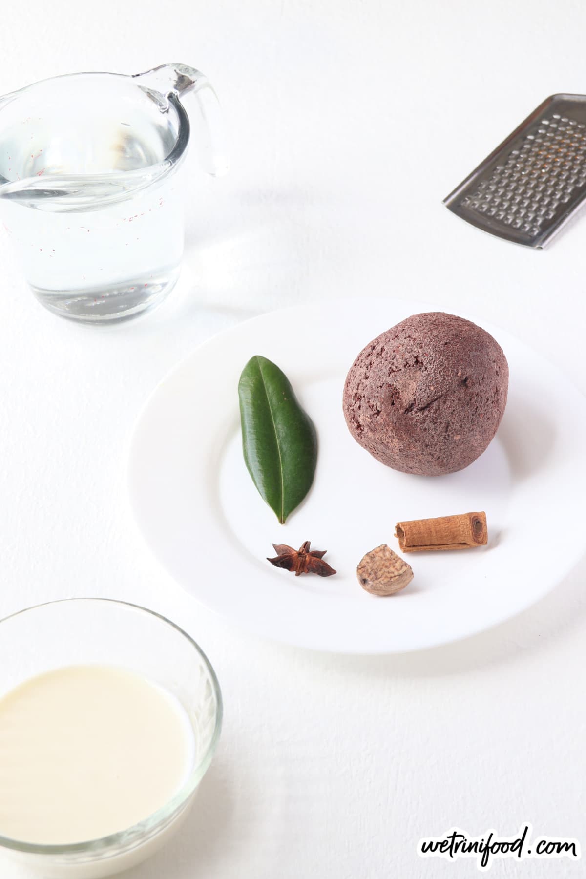 ingredients for cocoa tea or cacao tea