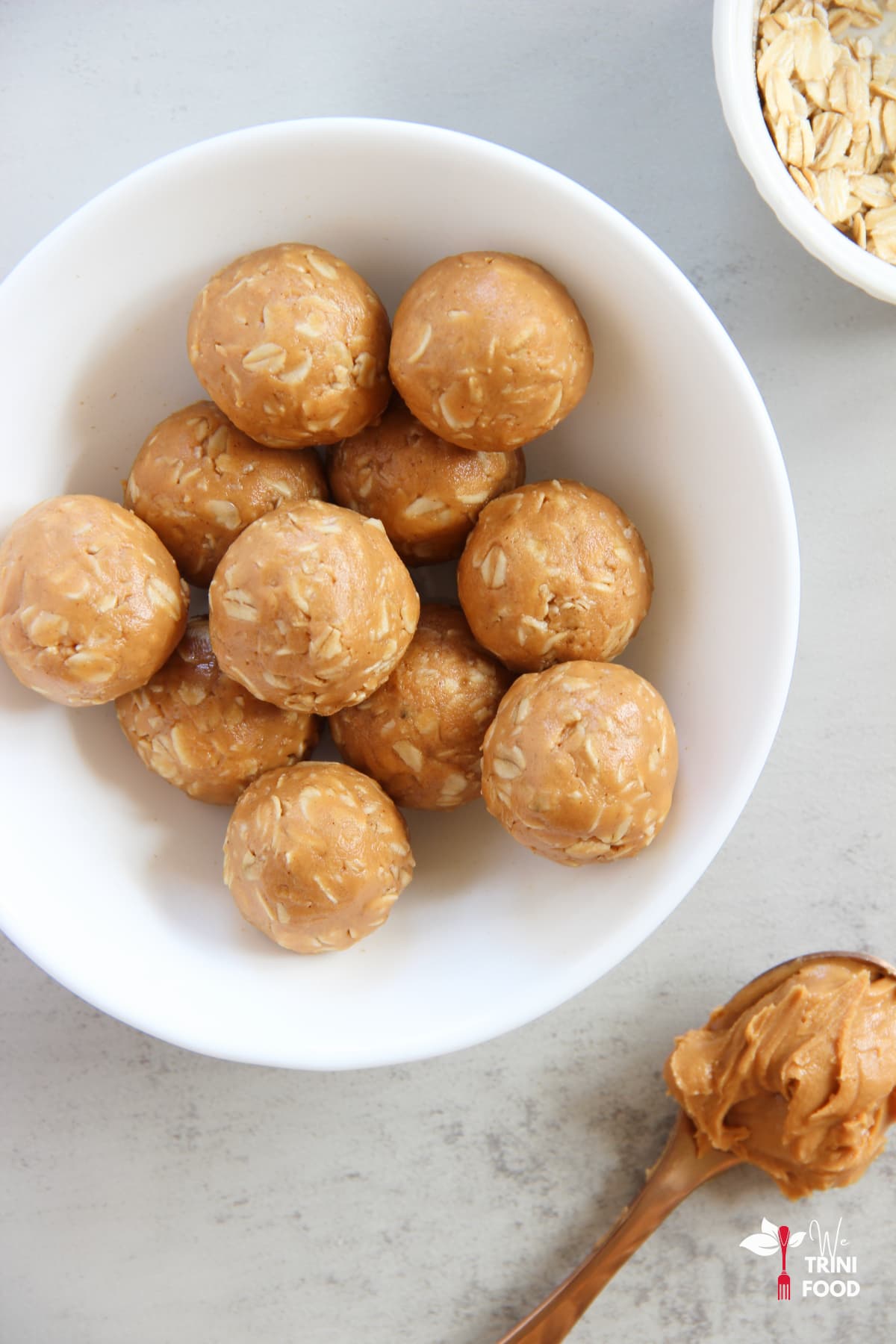 top view of oat peanut butter balls
