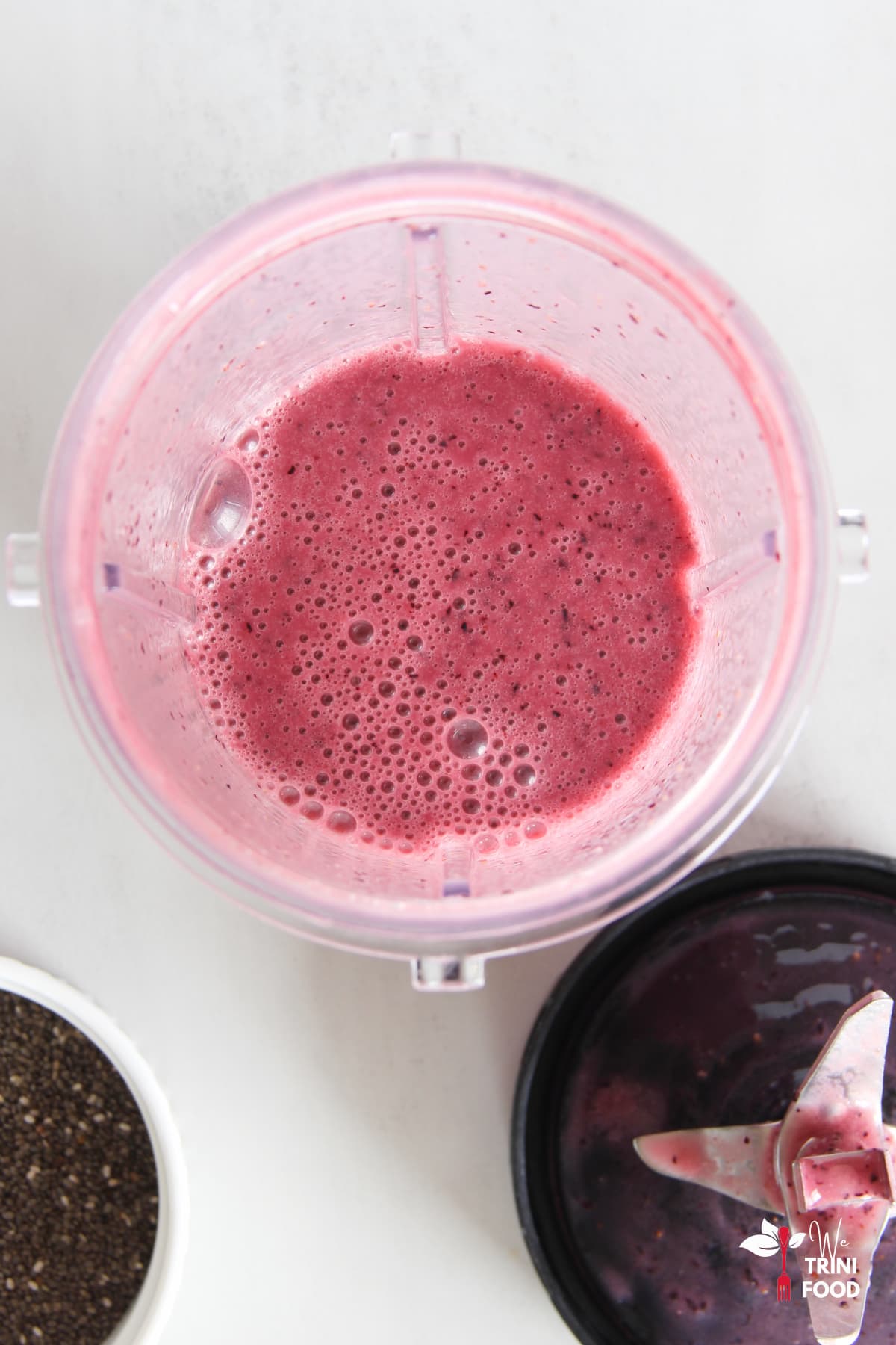 blended blueberries for chia pudding