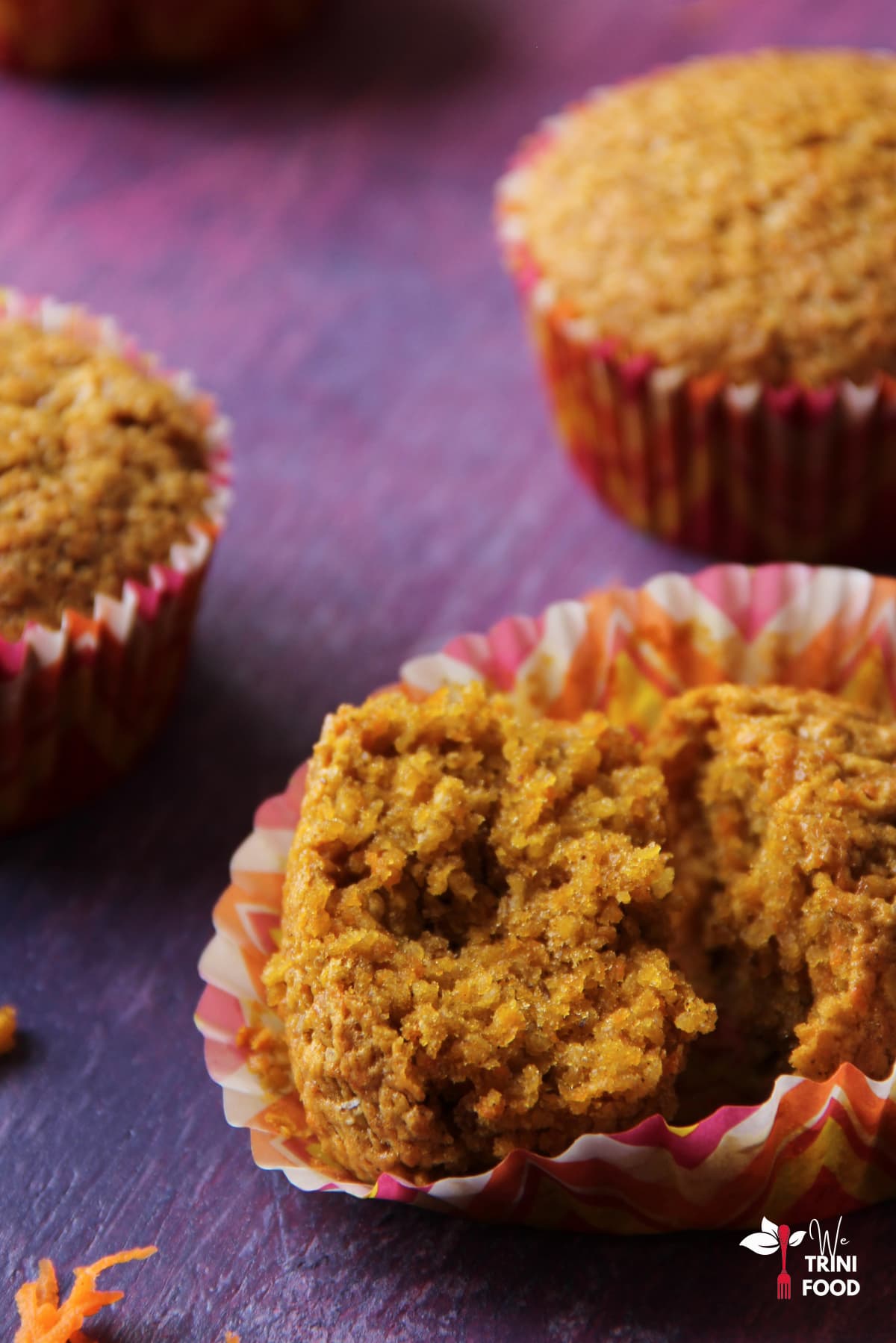 Carrot oat muffins cut in half
