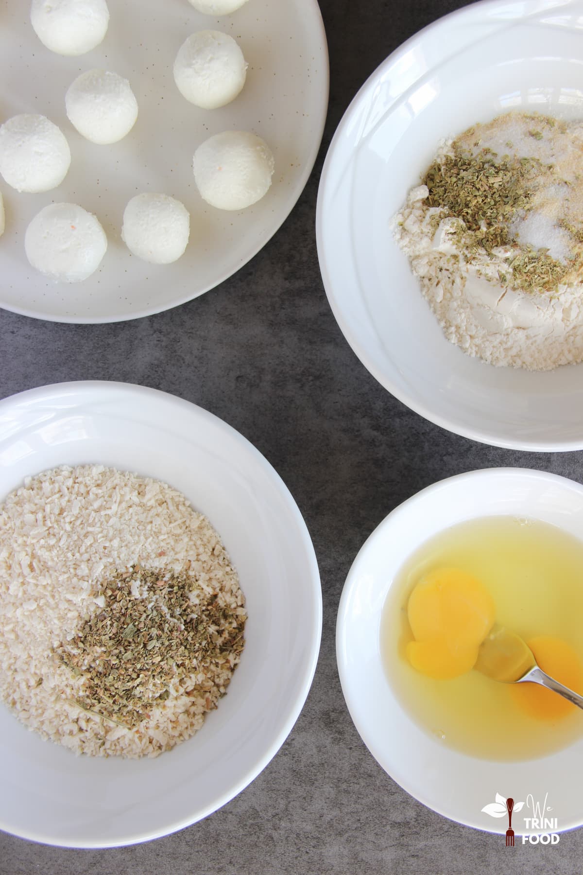 Fried Goat Cheese Balls: Ingredients for Battering