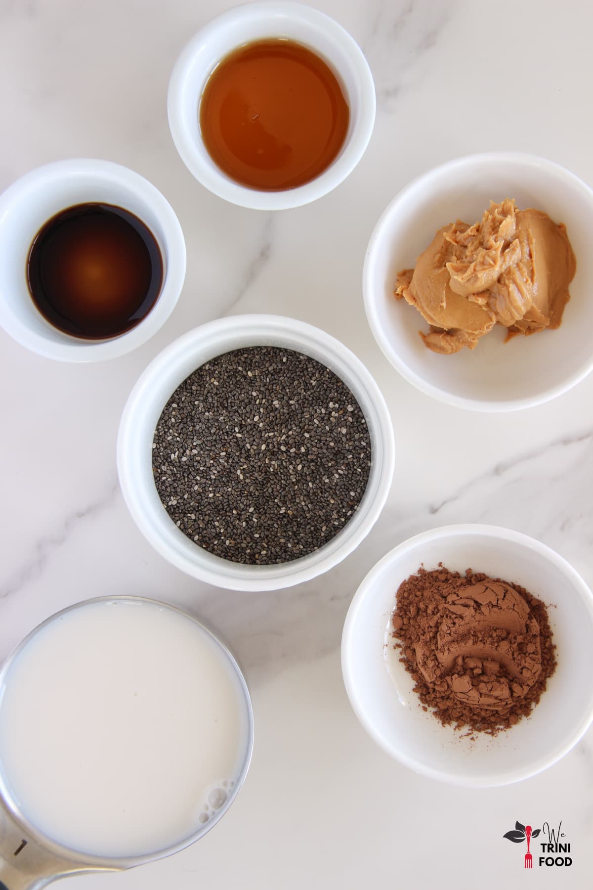 Chocolate peanut butter chia pudding ingredients