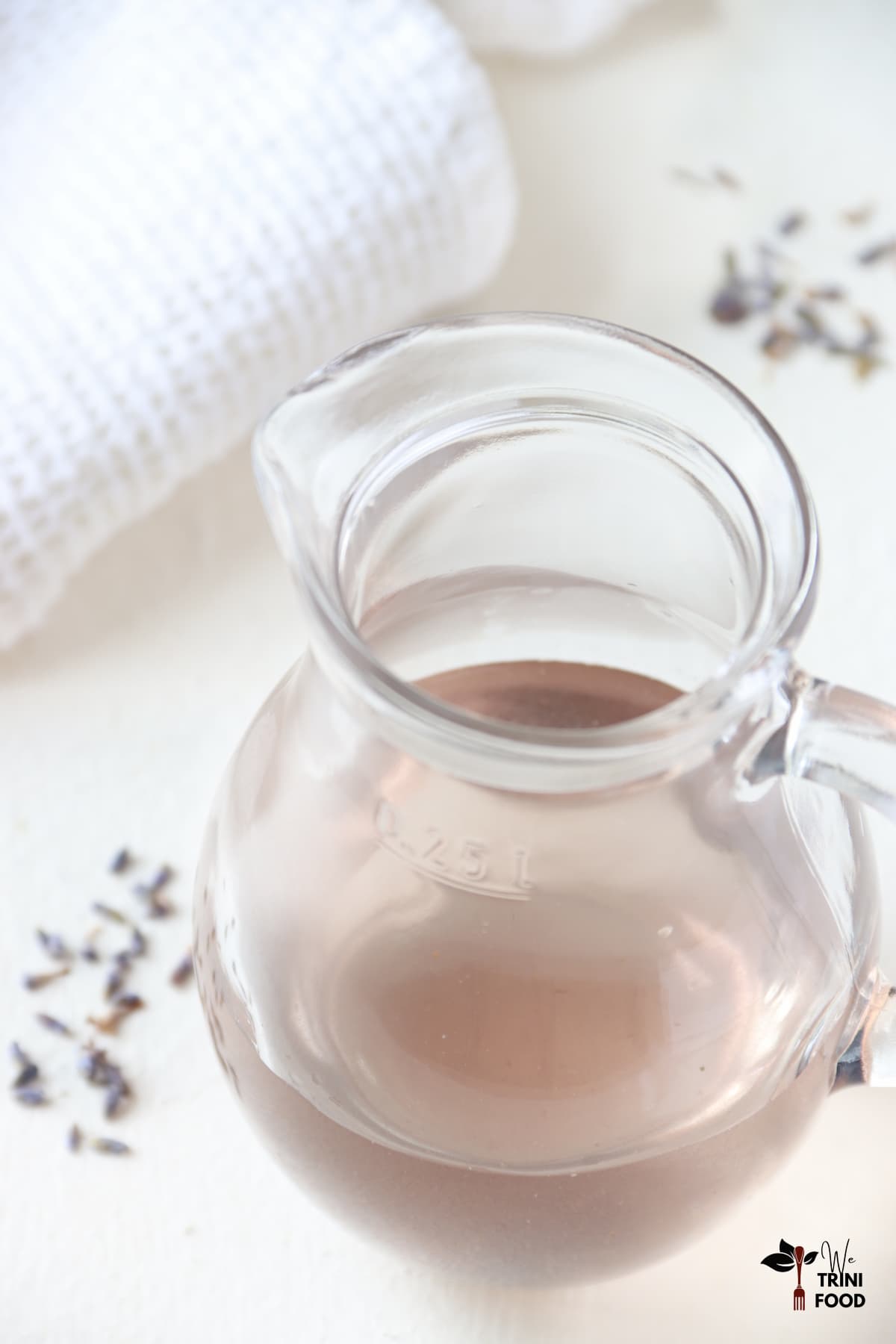 Lavender simple syrup in small batch jar