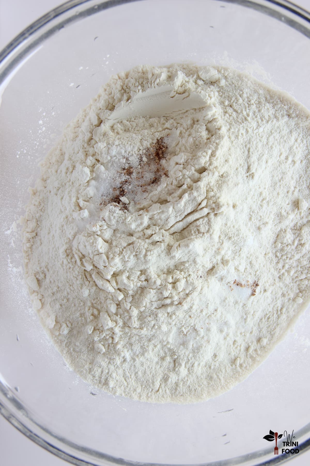 Dry ingredients for Trini coconut bake